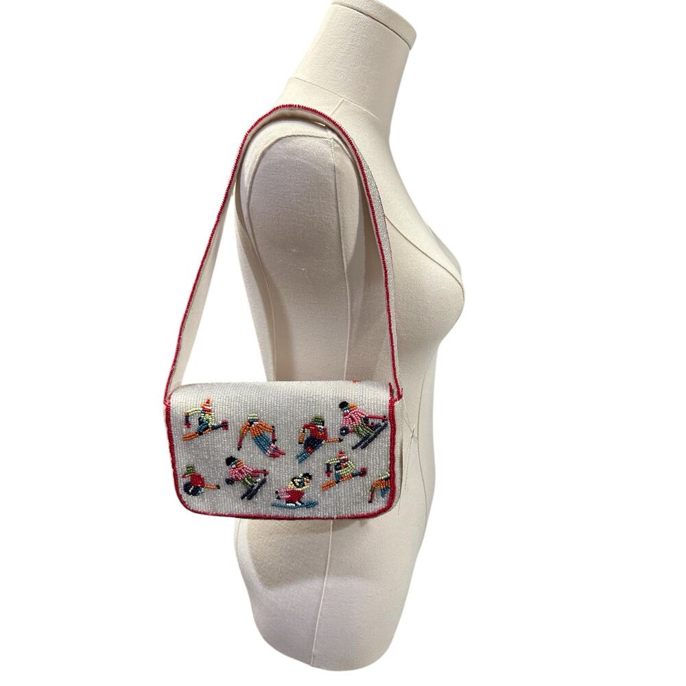 Anthropologie Fiona Beaded Bag Skiers Edition - Picture 6 of 12